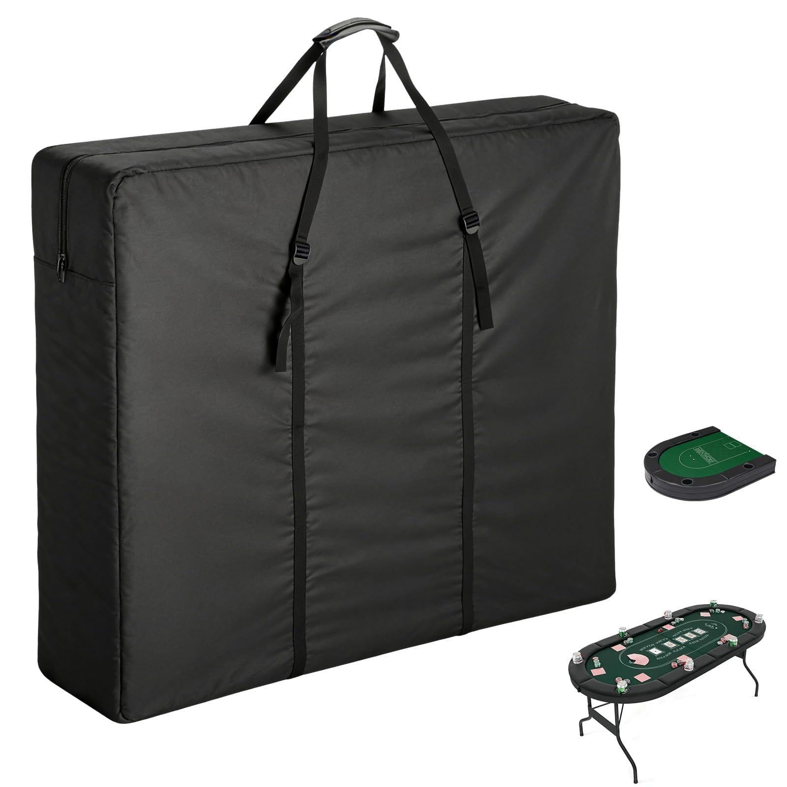 Onlyme Poker Table Bag, Heavy Duty Outdoor Storage Bag with Zips and Sturdy Handles, Waterproof Storage Bags for Oval Folding Poker Table, 110x20x110cm