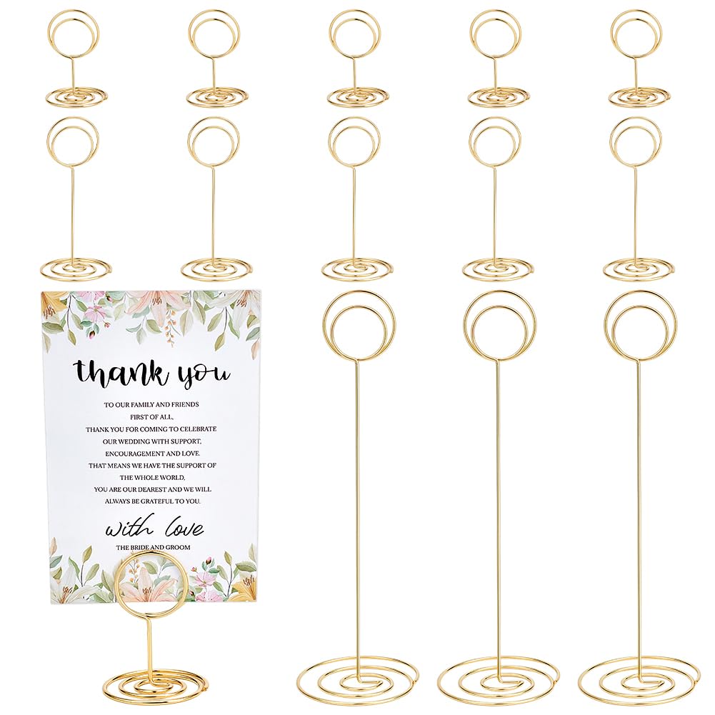 INTERWARM 60Pcs Table Number Holders, 3 Size Place Card Holder Name Menu Memo Note Clip Stand Table Sign Photo Stands for Wedding Reception Anniversary Birthday Party Centerpieces(Gold)