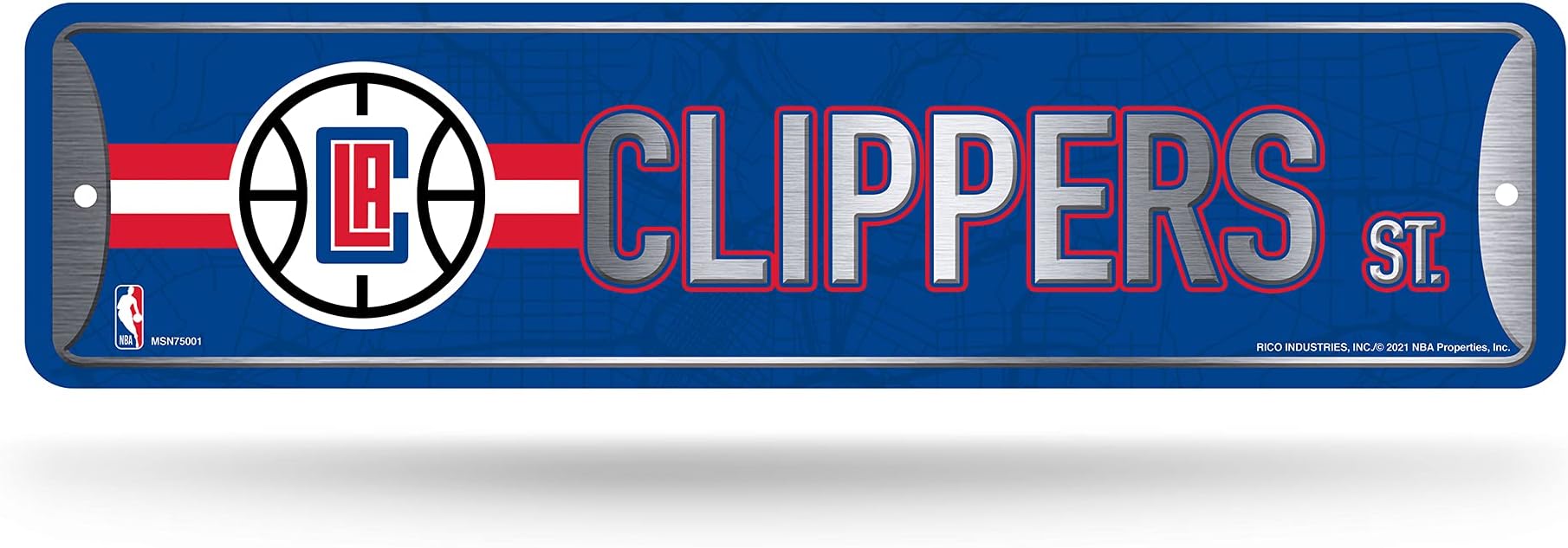 Rico IndustriesRico Industries NBA Los Angeles Clippers Home Décor Metal Street Sign (4" x 15") - Great for Home, Office, Bedroom, & Man Cave - Made