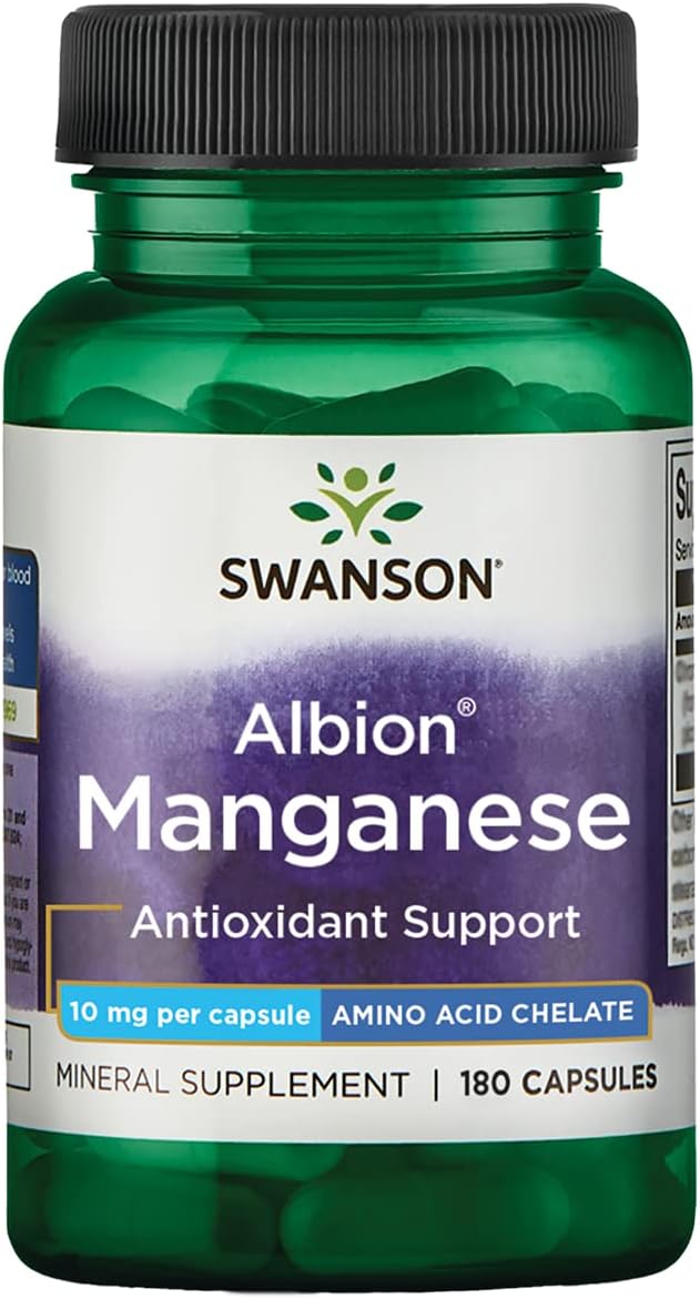 Swanson Albion Chelated Manganese 10 Milligrams 180 Capsules : Health & Household