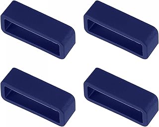 uxcell Watch Band Strap Loops, Rubber Replacement Fastener Rings Silicone Watch Holder Keeper for 20mm Width Watch Band, Deep Blue 4 Pcs