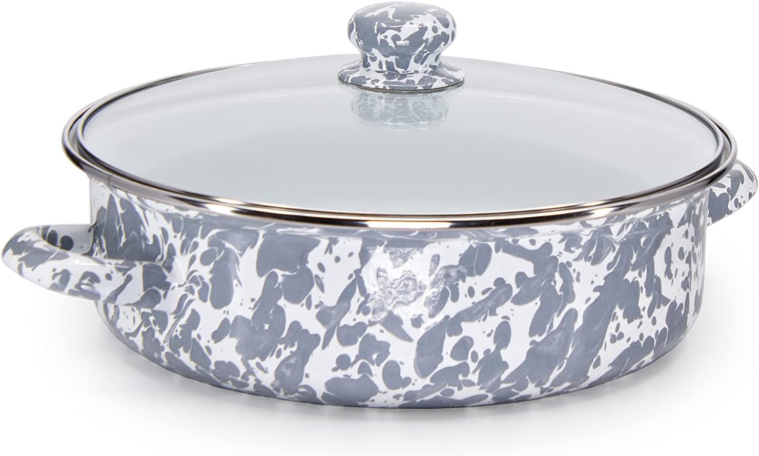 Golden Rabbit Enamelware Saute Pan, 3 quart, Ocean