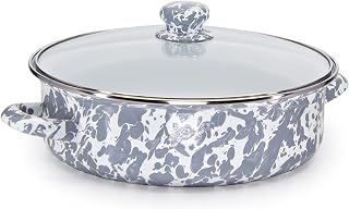 Golden Rabbit Enamelware Saute Pan, 3 quart, Grey Swirl