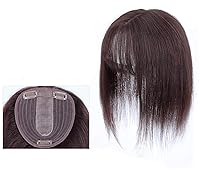 Vista 10 de LXUE Parte superior de cabello humano con base de seda natural para mujeres con cabello gris y delgado, parte superior de base de 5 x 5.5 pulgadas