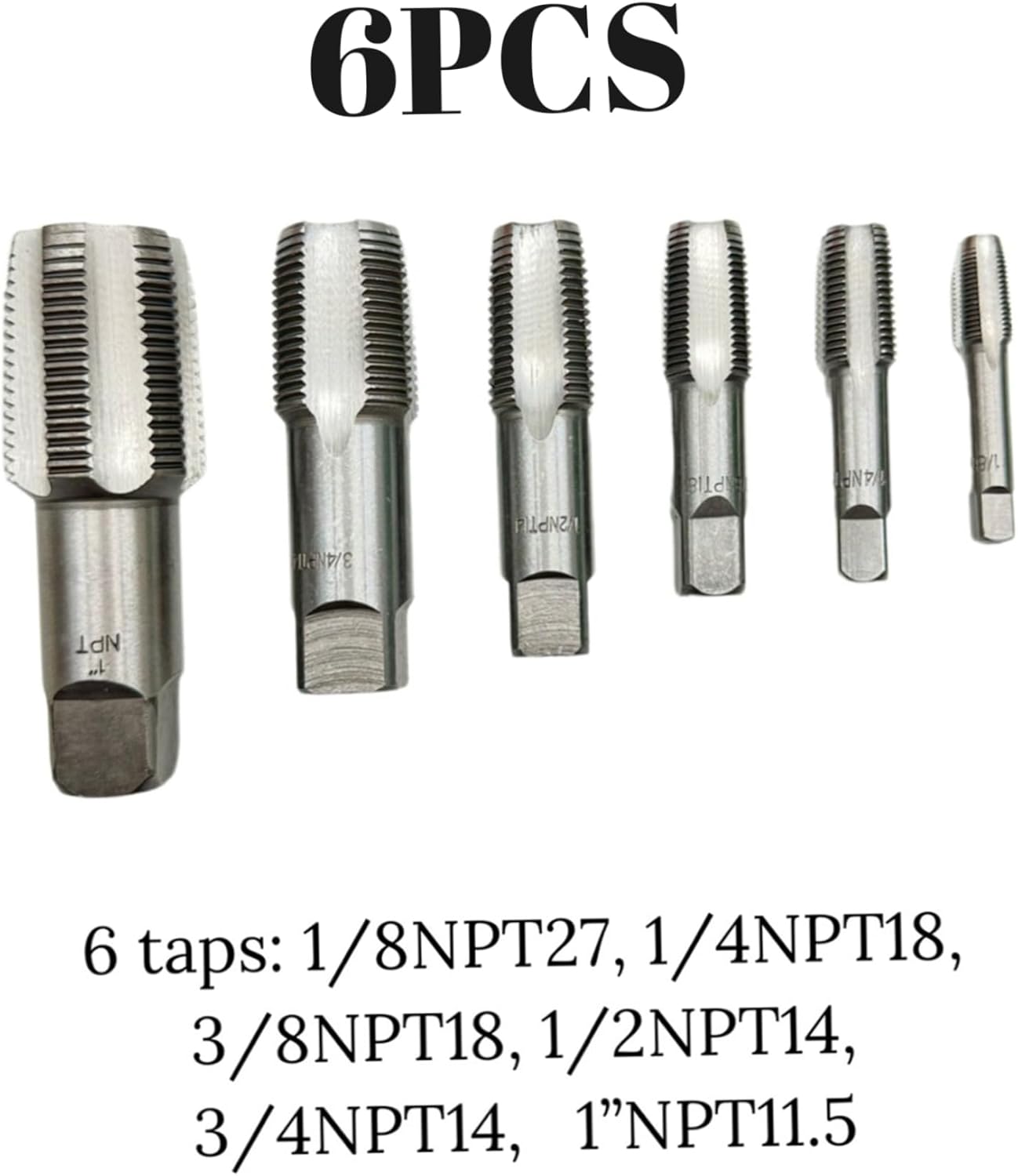 6Pcs Pipe Tap Set, Steel Threading Plumbing Pipe Tap Set for Accurate Threads, Efficient Precision Thread Cutting Tools