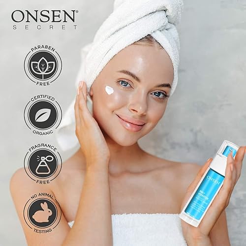 Miniatura 8 de Onsen Secret Loción hidratante antienvejecimiento orgánica de hidratación diaria crema de día y noche, crema facial antiarrugas, colágeno totalmente