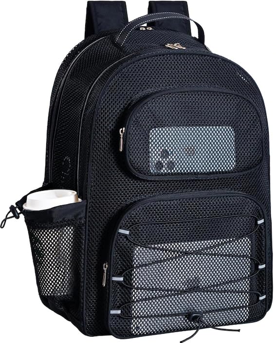 Upgraded Mesh Backpack for School Heavy Duty, See Through Backpack for Beach Kids
