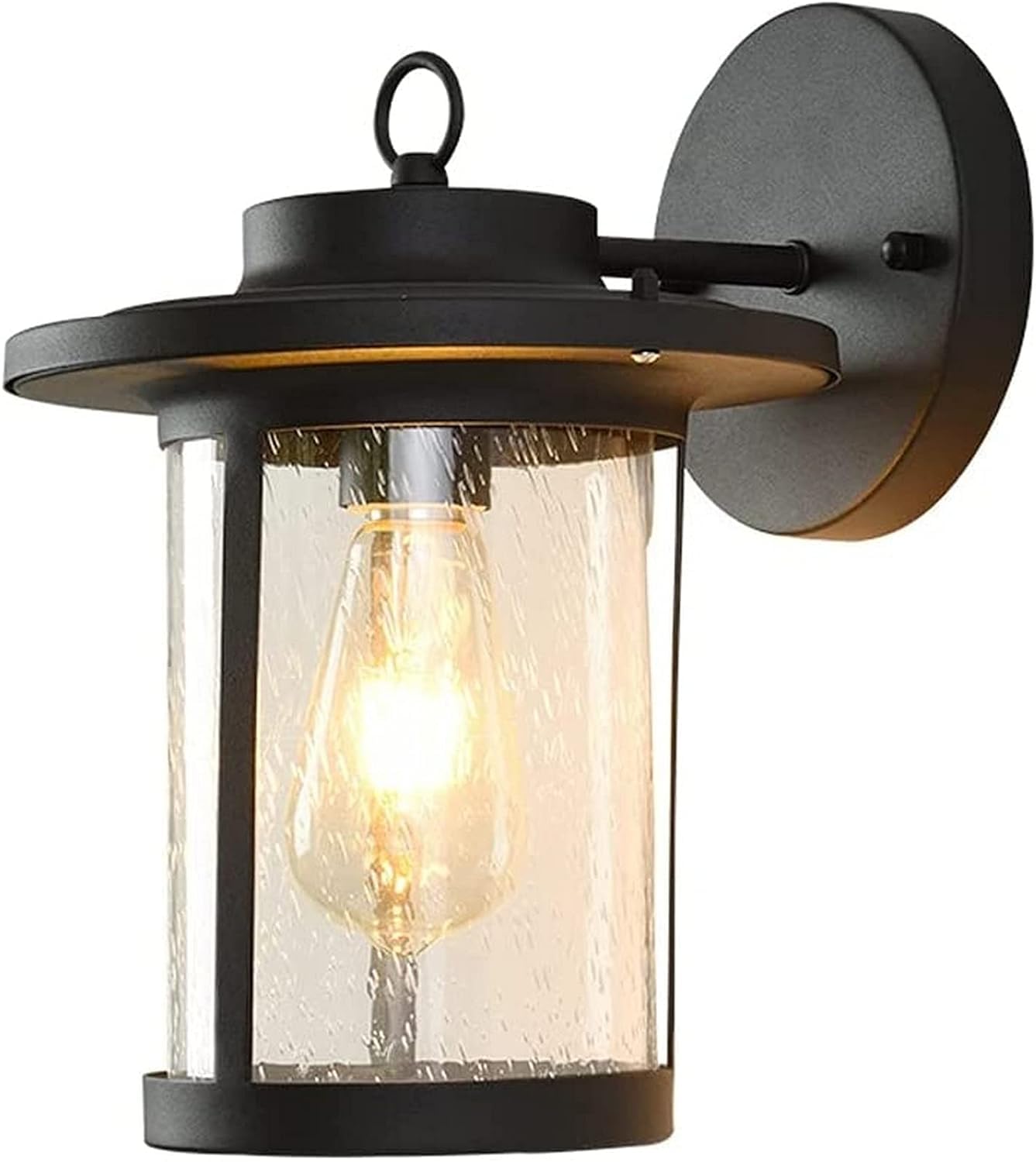 QUSYZD Lamp Post Lights Outdoor, Wall Light Outdoor Modern Minimalist Wall Light Ip54 Wall Lantern Seed Glass Fixture Indoor And Outdoor Lighting Sconce Landscape Lights,Chande,Matte Black