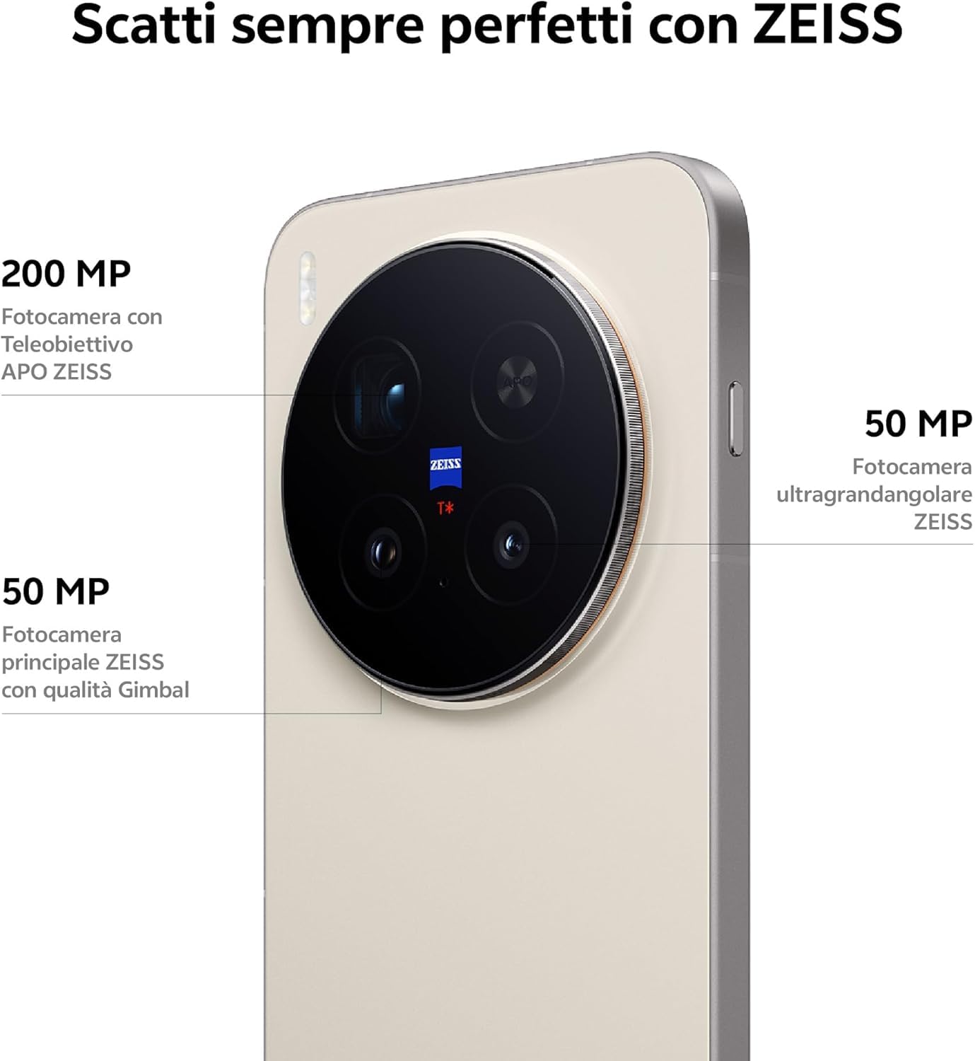 vivo X300 Pro 5G Smartphone 16GB+512GB, Fotocamera ZEISS APO 200MP Zoom 3.7x, Dimensity 9500, AMOLED 6,78" 120Hz, Batteria 5440mAh Ricarica 90W, IP68/IP69, Dual SIM+eSIM, Android 16