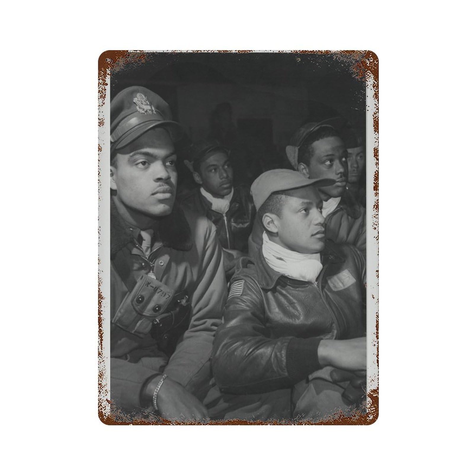 xiaoxiaoshen Tuskegee Airmen WWII Poster， African American Army Wall Decor Art Metal Tin Poster Modern Home Decor Art Home Bar Shop Decorations Vintage Sign 40x30cm