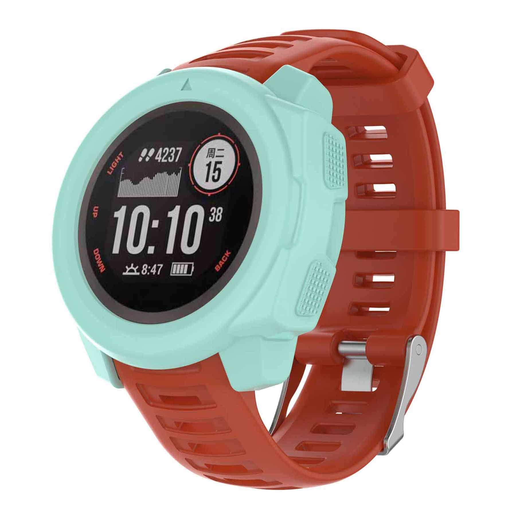 Pasek z etui kompatybilny z Garmin Instinct dla kobiet mężczyzn, klasyczny miękki silikonowy pasek do zegarka Garmin Instinct Tide/Tactical/Dual/Power Surf/Power/Esports Watch (pomarańczowy
