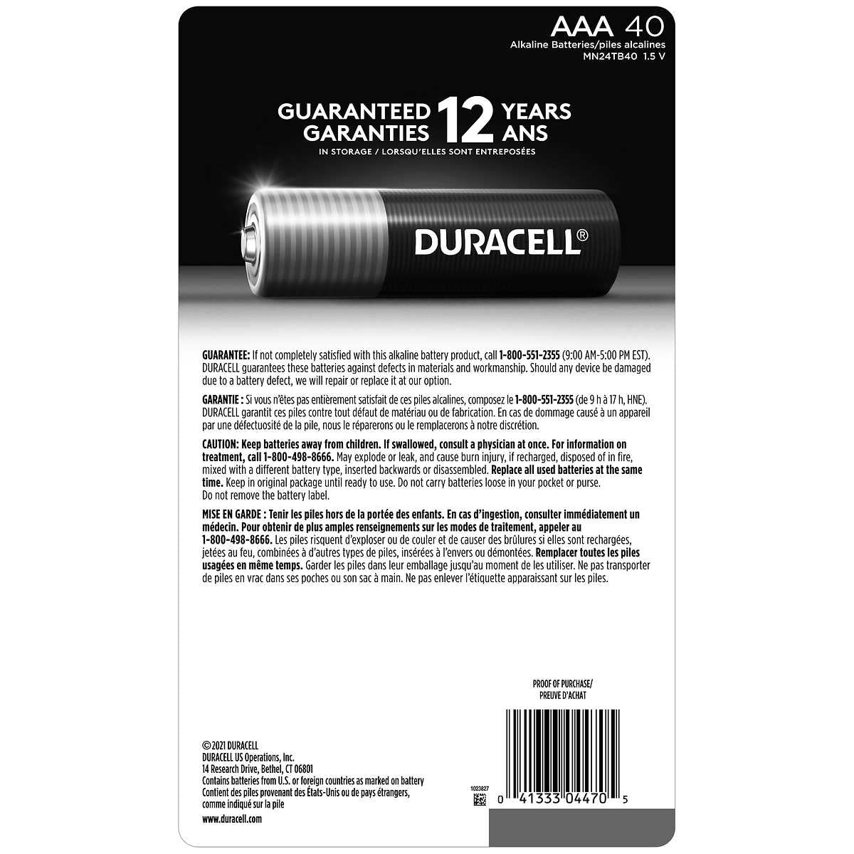 Duracell CopperTop AAA Alkaline-Batterien, langlebig, Allzweck-Dreifach-A-Batterie für Haushalt und Geschäft, 40 Stück