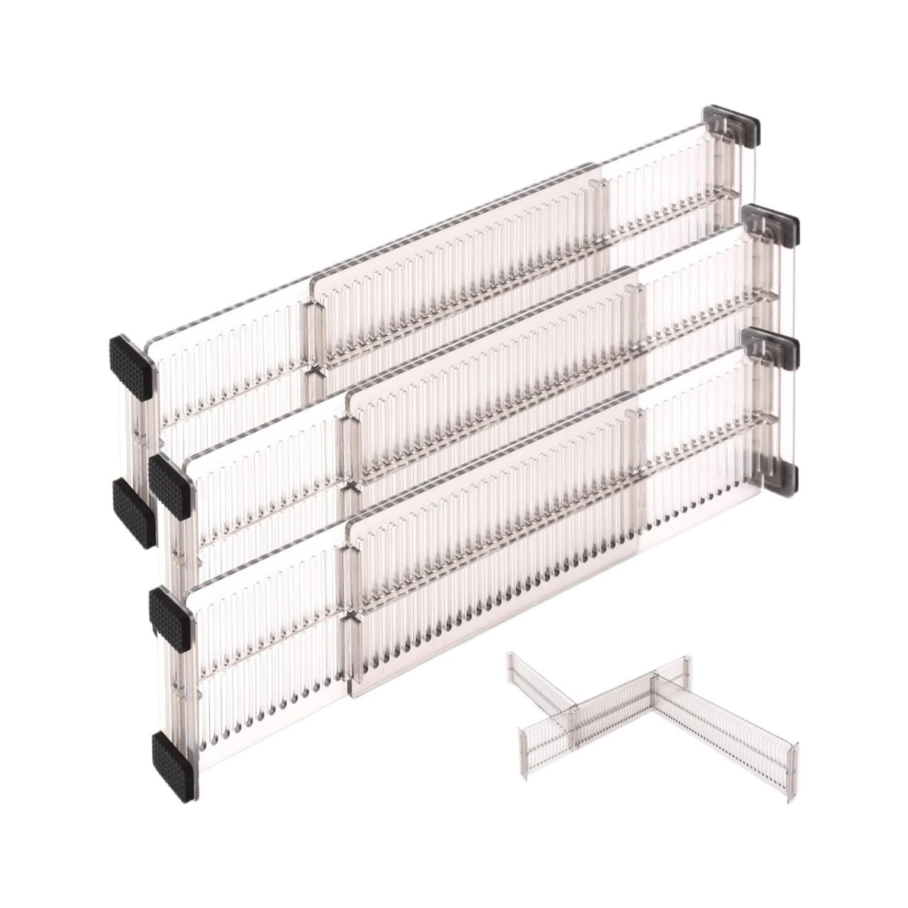 Divisori espandibili per cassetti, 27,4-50,8 cm, regolabili, per utensili da cucina, separatori per cassettiera per vestiti (set da 6)