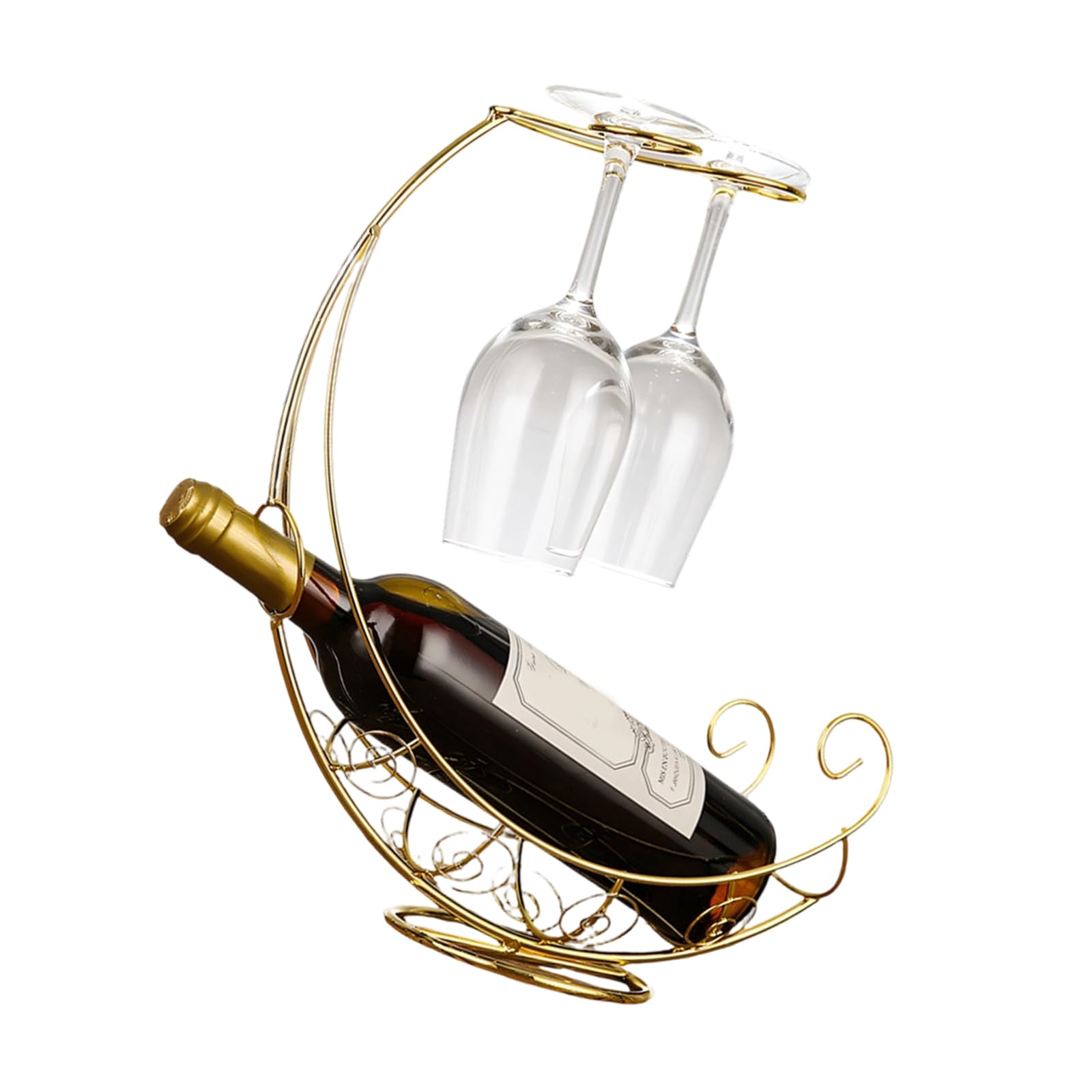 Jazuaiao Iron Pirate Boat Wine Bottle Holder with Nonslip Base for Tabletop Decorative Shelf Display Stand for Small Apartments Sturdy Metal Wine Rack