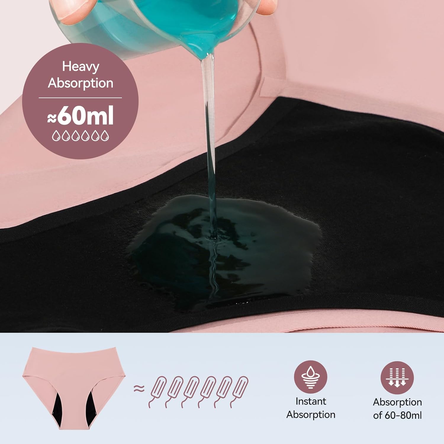 Carer Incontinence Underwear for Women, Washable Absorbency Reusable Women's Leak Proof Protection Panties for Bladder Leakage, Incontinence, Period Pink XL-2pk - Image 5