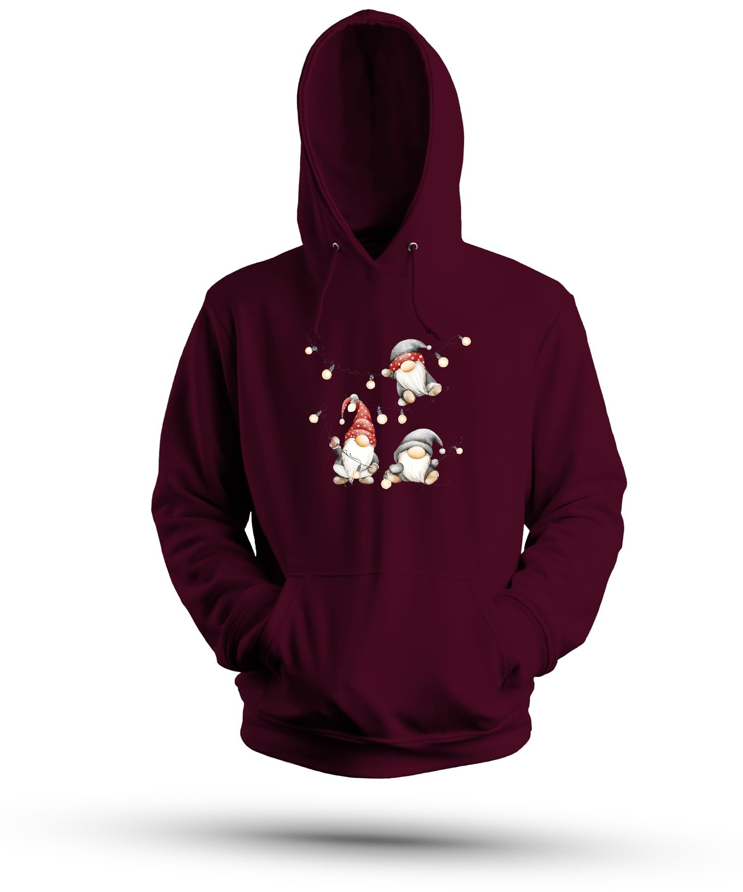 Świąteczny skrzat bożonarodzeniowy, łańcuch świetlny, uroczy, skandynawski, unisex bluza z kapturem