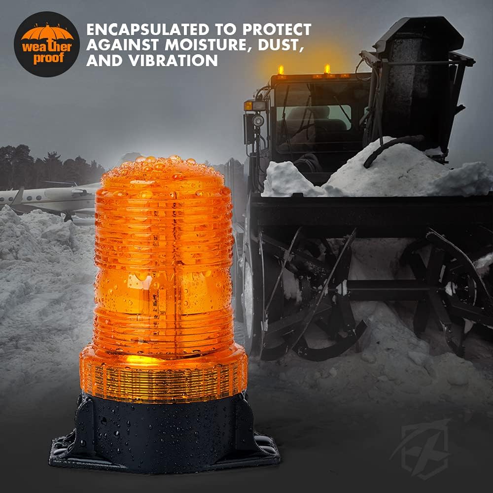 Xprite 30 LED Amber Forklift Beacon Strobe Light Safety Warning Flashing Lights for 10-110V Mower, ATV, Trucks, Tractor, Golf Carts, UTV, Cars, Bus-2PCS