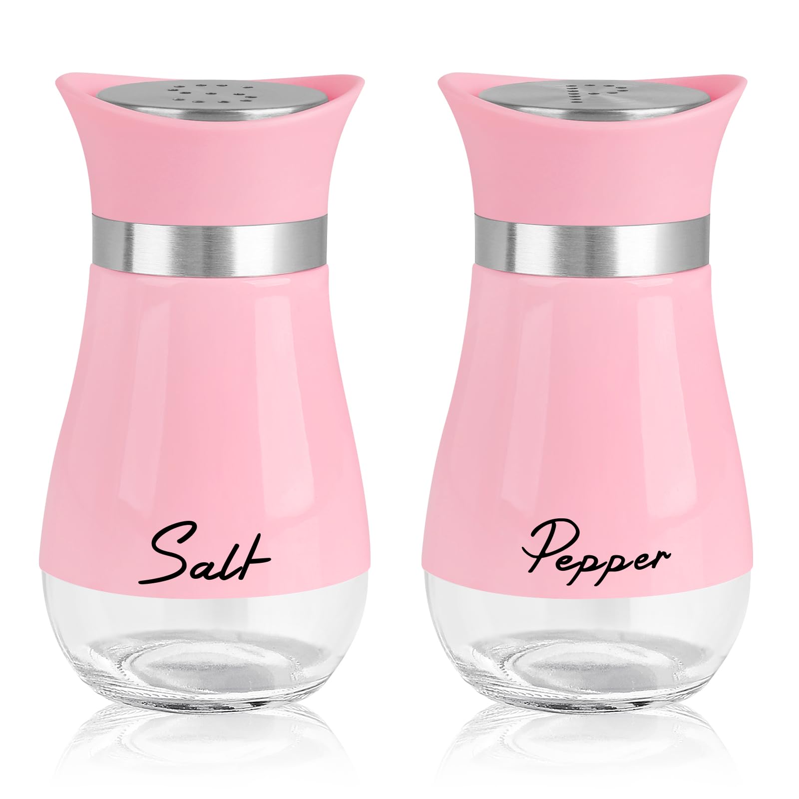 Accmor Salt and Pepper Shakers Set, 4 oz Stainless Steel Salt Pepper Shaker Containers with Glass Bottom for Kitchen Cooking, BBQ, Bar, Table, RV, Camp