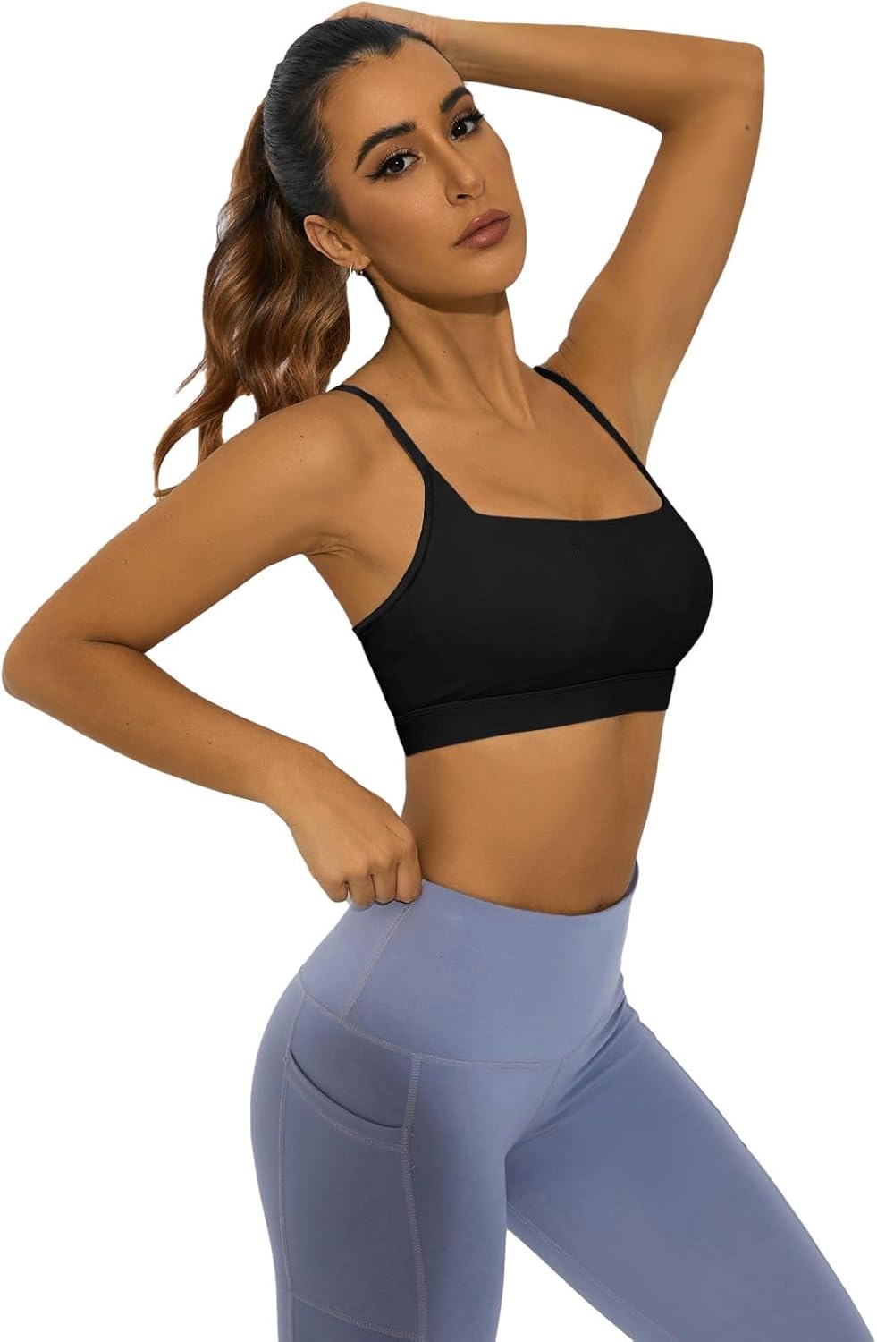 Sports Bra for Women Low Impact Racerback Workout Bras Sexy Thin Straps Yoga Sport Bras with Removable Pads - Image 5