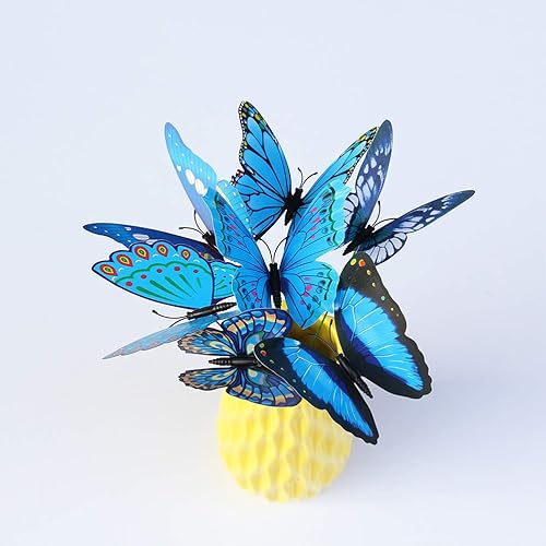 Miniatura 3 de Toyvian Palos de estacas de mariposa para exteriores, jardín, patio, maceta, suministros de fiesta, 24 piezas (azul)
