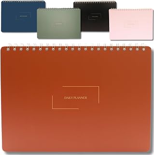 Durable & Sleek | Undated Daily and Weekly Planner | 8.25" x 11.75" | To Do List Notebook for Work | Simple Design | Multiple Layouts | Planner and Notebook in One (Rust, Daily Planner - Landscape)