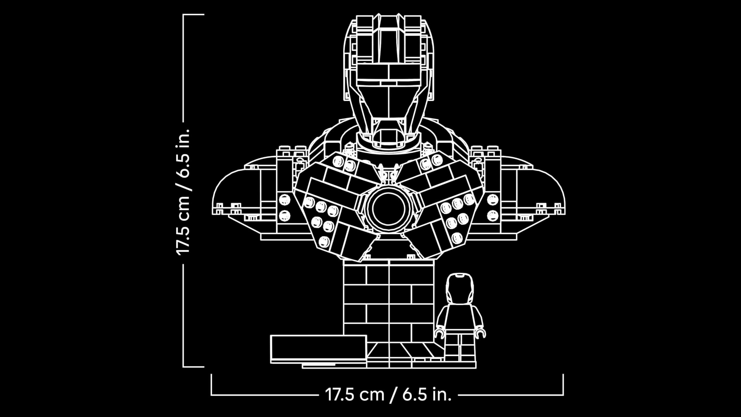 LEGO Marvel Busto de Iron Man MK4 - Maqueta para Adultos de Superhéroe con Minifigura de Tony Stark, Cañones de Hombros y Cabeza Articulada - Regalo para Hombres y Mujeres Fans de los Vengadores 76327