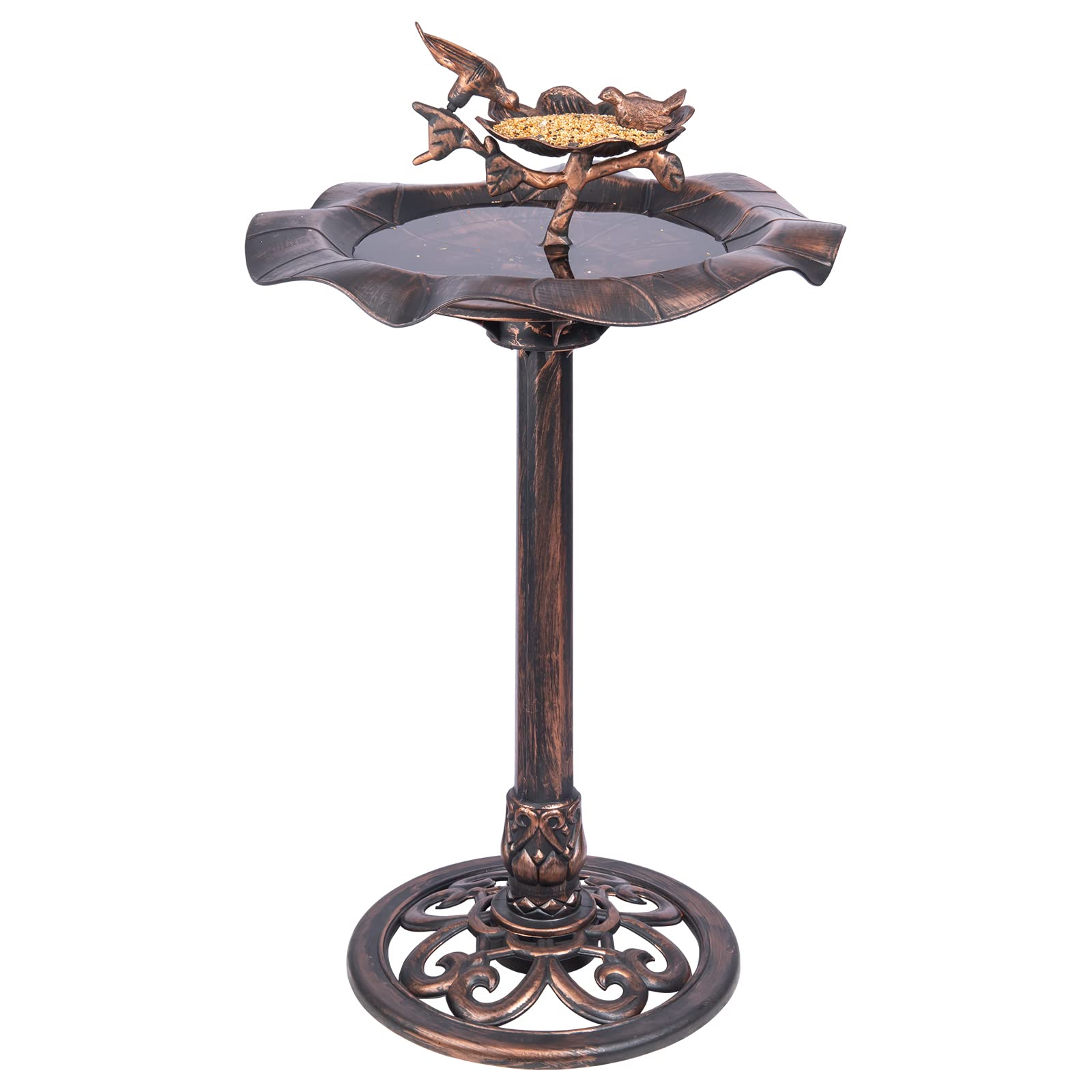 Photo 1 of 33 Inch Height Bird Baths Polyresin Lightweight Large Birdbaths for Outdoor Garden Decor Copper