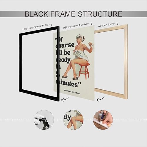 Miniatura 3 de Divertidas citas de baño, pósteres de lienzo retro Pin Up Girl de los años 70 para dormitorio, arte de pared, por supuesto, estaré listo en 5