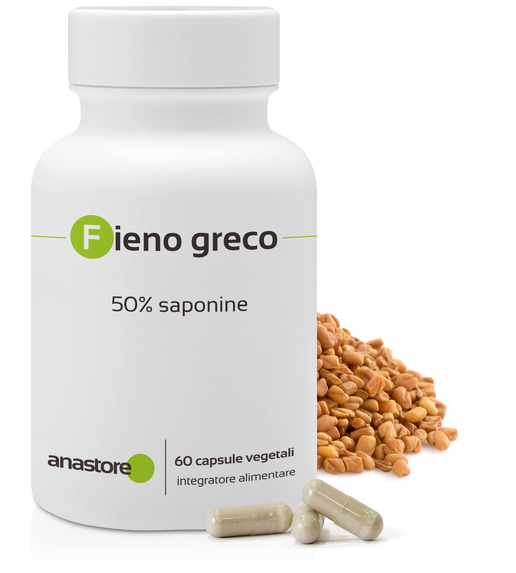 FIENO GRECO * 500 mg / 60 capsule * Titolato al 50% in saponine * Antinfiammatorio, Carenze, Peso, Rendimento Sportivo