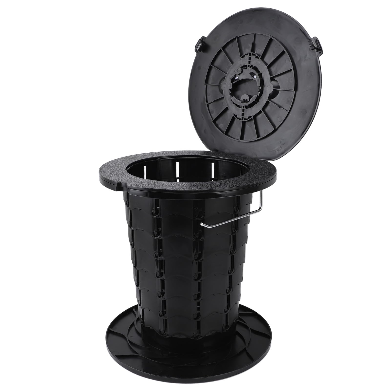 Alomejor Inodoro Portátil Retráctil de Altura Ajustable, Orinal de Viaje Plegable Estable para Acampar, Pescar, Adultos, Niños, Capacidad de Carga de 330,7 LB, Negro