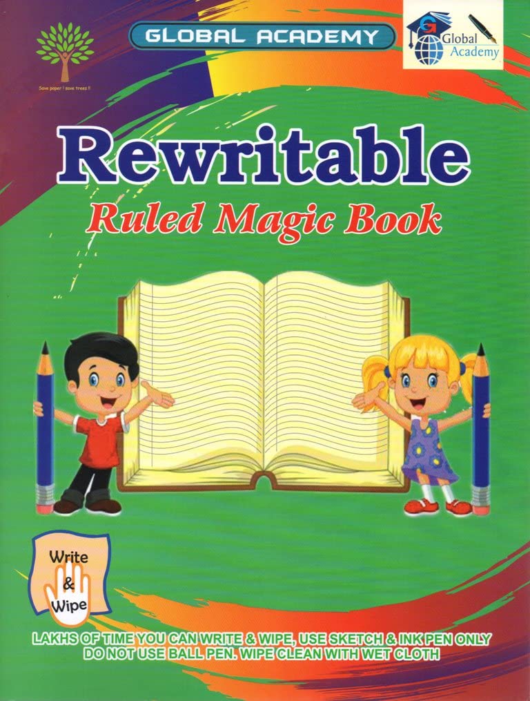 Rewritable - Ruled Magic Book |Write & Wipe Book -Write Lakhs Of times| Save Paper|