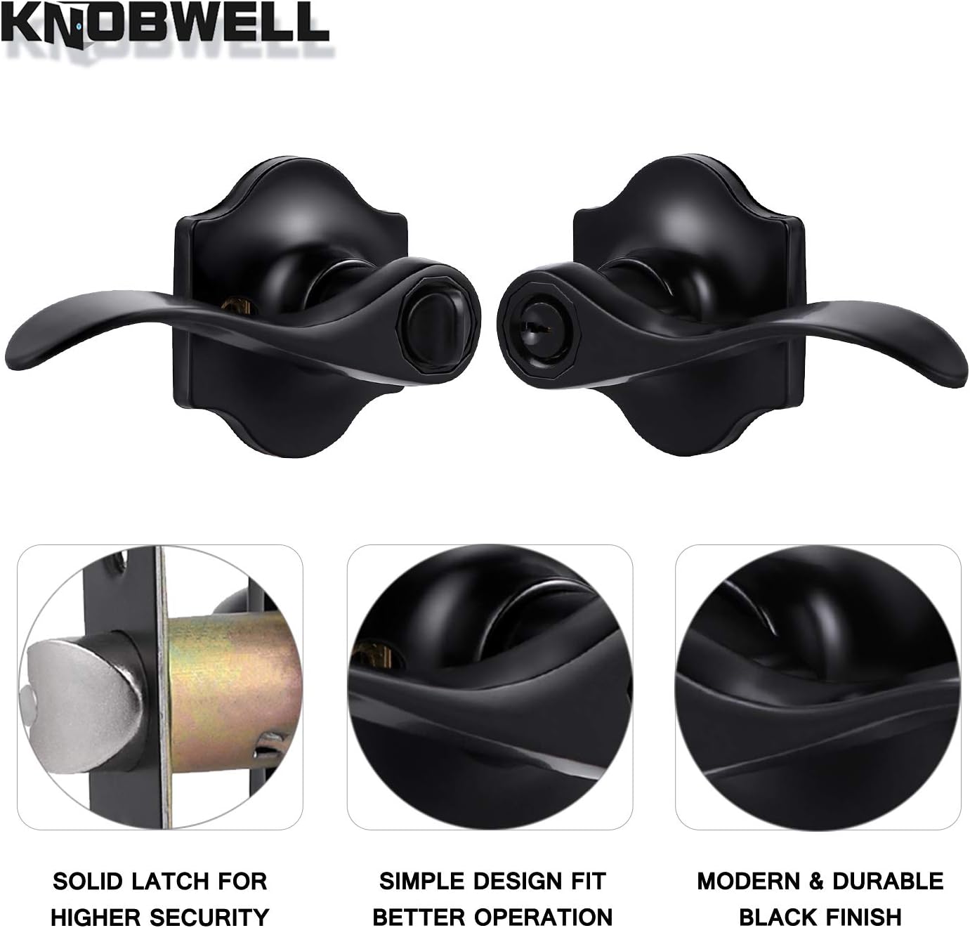 New Product KNOBWELL 6 Pack Door Handle with Lock and Key Matte Black Entrance Door Lever Handle, Not Keyed Alike, Vintage Style Door Lock Lockset with Different Keys Buy 1 get 1 KNOBWELL 6 Pack Door Handle with Lock and Key Matte Black Entrance Door Lever Handle, Not Keyed Alike, Vintage Style Door Lock Lockset with Different Keys