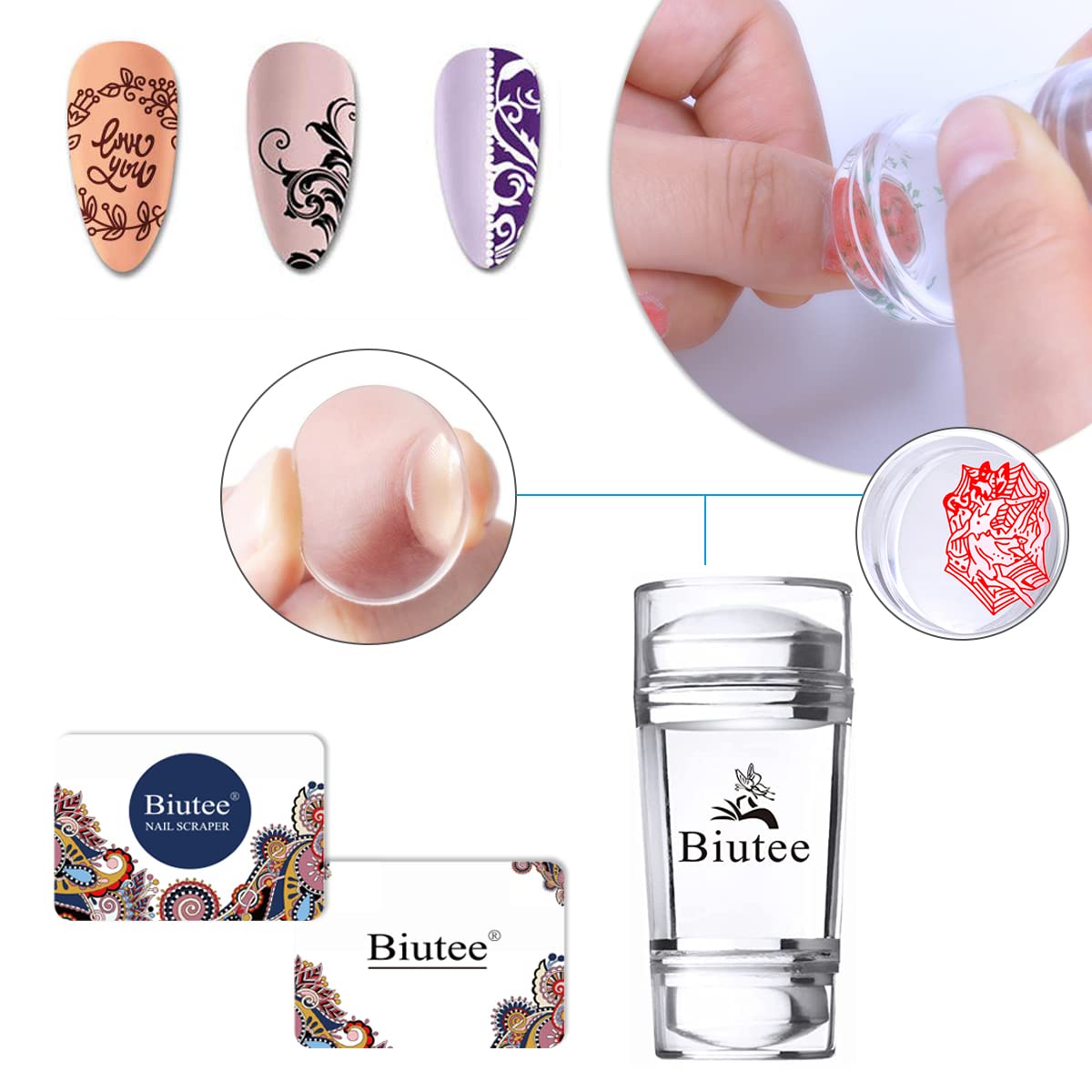 Biutee Nail Art Stamping Placas 19 Uñas Manicura Estampado Plantilla