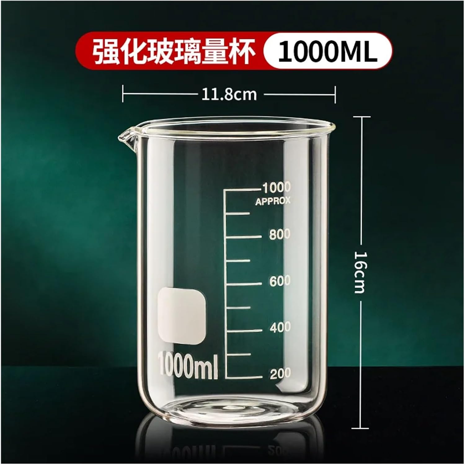 50-1000ml Transparent High Borosilicate Glass Measuring Cup Clear Scale Cup Laboratory Beaker Baking Measuring Cups Kitchen Tool(1000ml)
