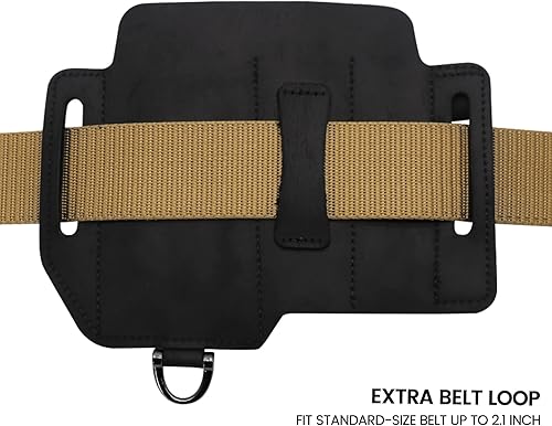 Miniatura 4 de Funda de cuero multiherramienta, organizador de cinturón EDC negro con soporte para linterna, banda elástica, bolsa multiherramientas, clip para