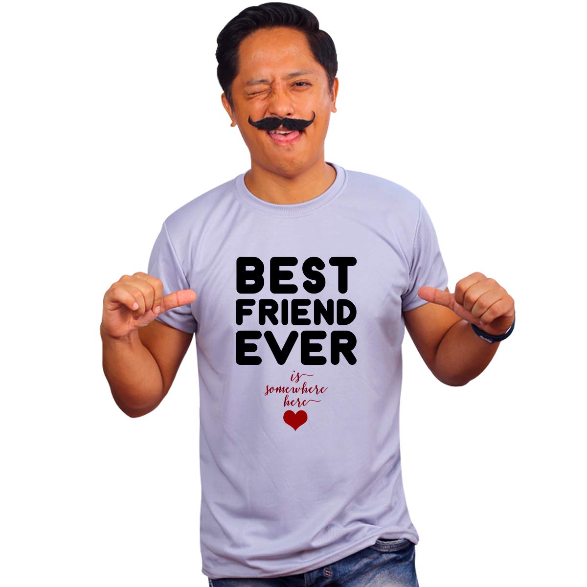 Mooch WaleBest Friend Ever is Somewhere Here Grey Quick-Dri T-Shirt for Men