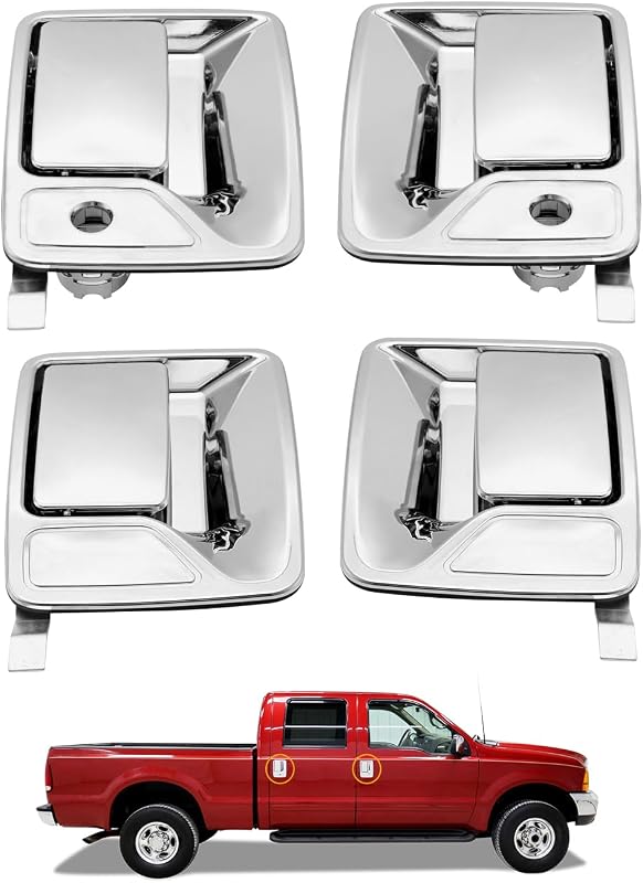 Kit de 4 maçanetas externas cromadas Gledewen para Ford Excursion e Super Duty