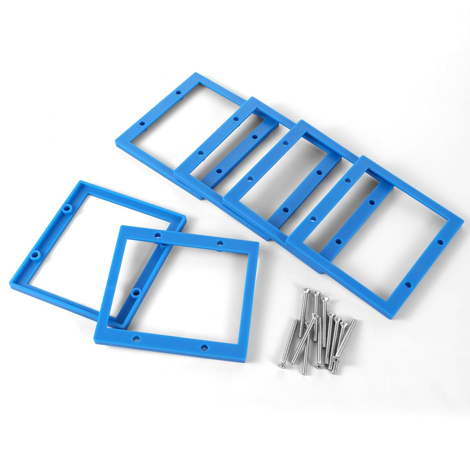 6Pcs Double Gang Outlet Box Extender Electrical Box Extenders with 24Pcs Screws, Receptacle Extenders 2 Gang Electrical Boxes for Electricals Boxes and Electricals Outlet Switches(Blue)(1/4in)