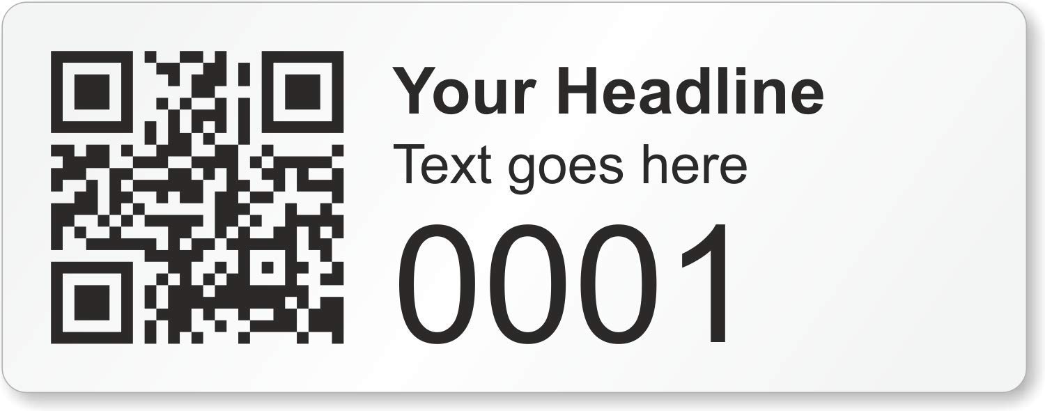 Add Your Name and Complete Address Custom Asset Label/Tags with QR Code | 2.625" x 1" Aluminum Foil, Pack of 100, Made in USA