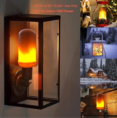 Miniatura 3 de Paquete de 2 bombillas LED de llama DC12V de bajo voltaje ACDC12V E26 Edison bombilla naranja luces parpadeantes para HalloweenNavidadRVpaisajismo