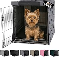 Gorilla Grip Dog Crate Cover for 24" Amazon Basics Wire Kennels - All Sides Open, Breathable Mesh, Light Reducing Privacy for Anxious Puppies, Gray Paw