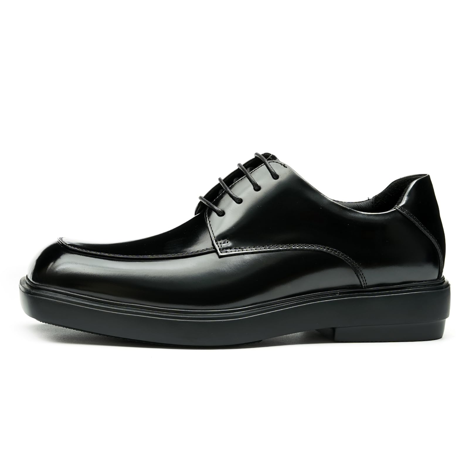 Générique Derbys Confortables Semelle Epaisse Bout Carré pour Hommes Chaussures à Lacets Décontractées en Cuir Véritable Chaussures Habillées Formelles Affaires