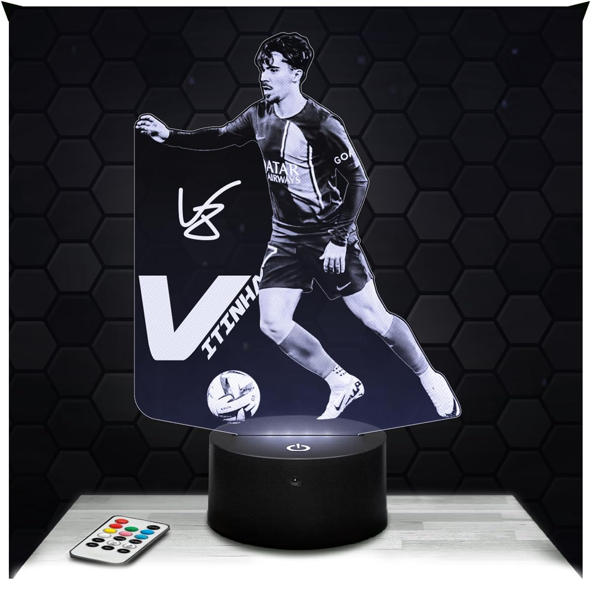 Lampephoto.fr - 3D Lamp Vitinha Paris International Portuguese Footballer, Touch Led Football Night Light, 3D Hologram Effect, Football Gift Idea Christmas Birthday Boy or Girl