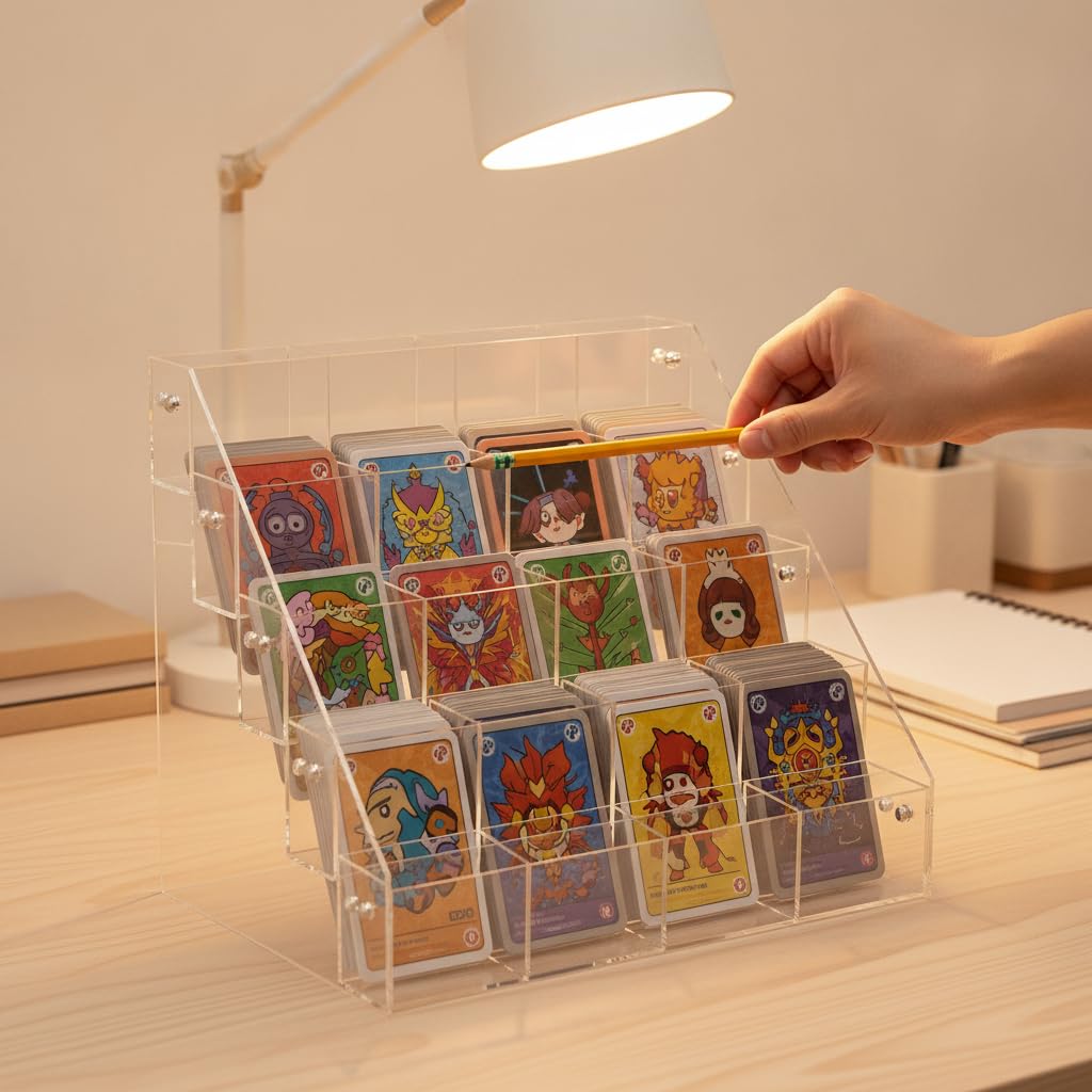 Baoblaze Présentoir Cartes Acrylique Porte-cartes Organisateur Support Rangement à Plusieurs Niveaux en Acrylique Résistant Visibilité Claire Adapté aux Cartes , style to 1