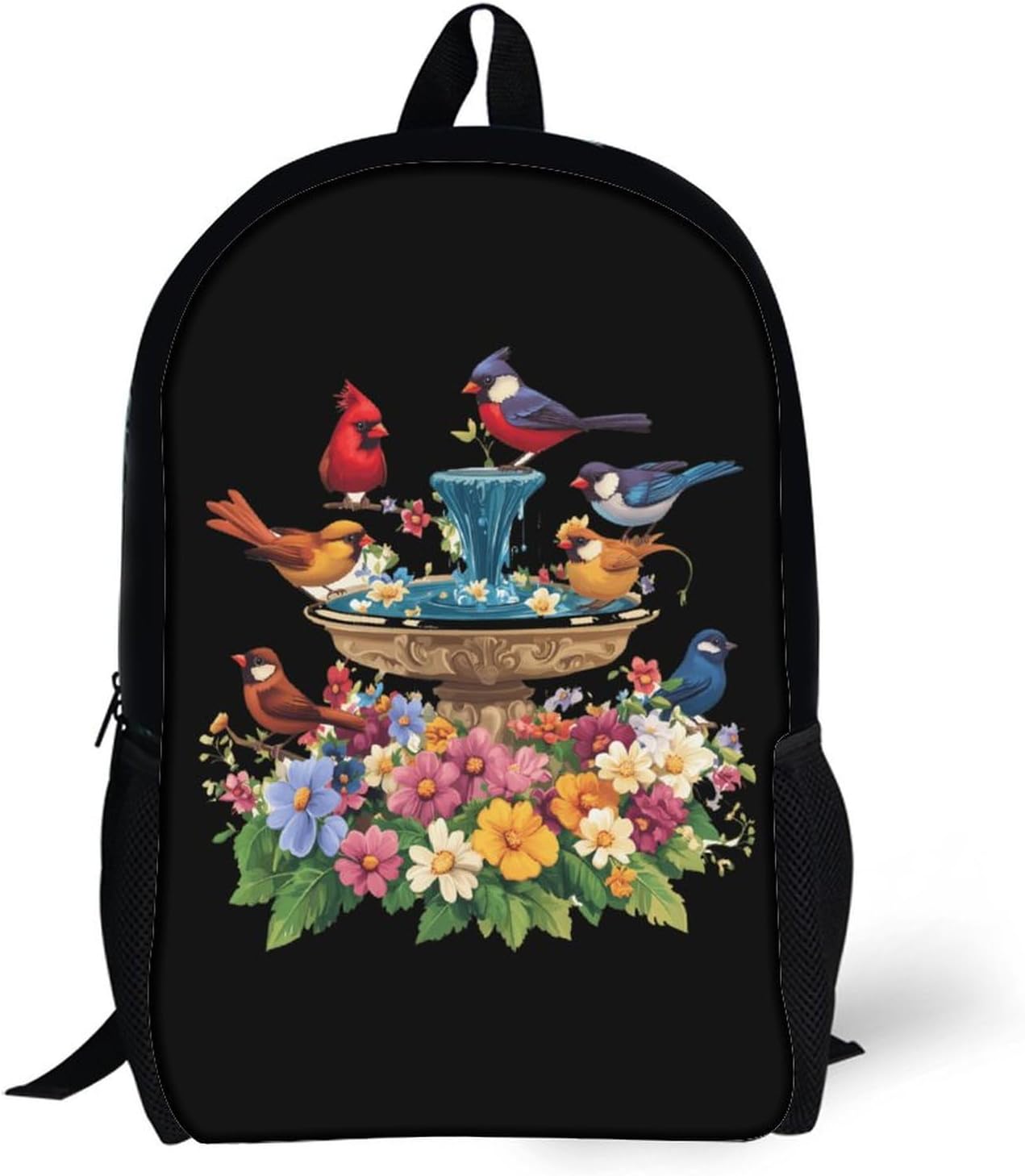 Cardinal & Chickadee Birds Spring Flowers Laptop Backpack for Men Women 17 Inch Shoulder Bag Travel Daypack