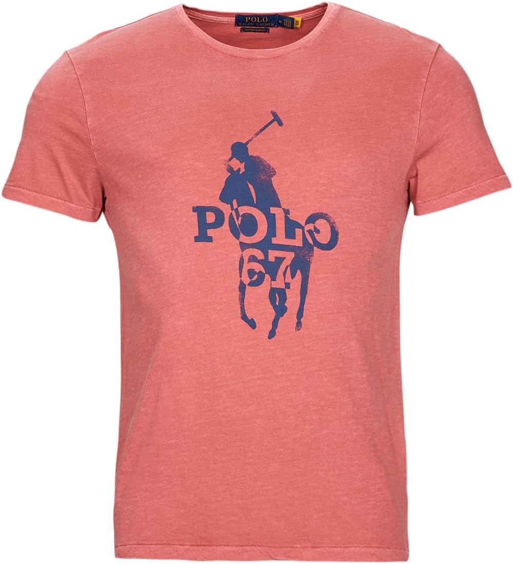 POLO RALPH LAUREN Shirt Polo Logo Tee Mens Big Polo Pony 67 T-Shirt (as1, Alpha, l, Regular, Regular, Pink/Adirondack/Berry)