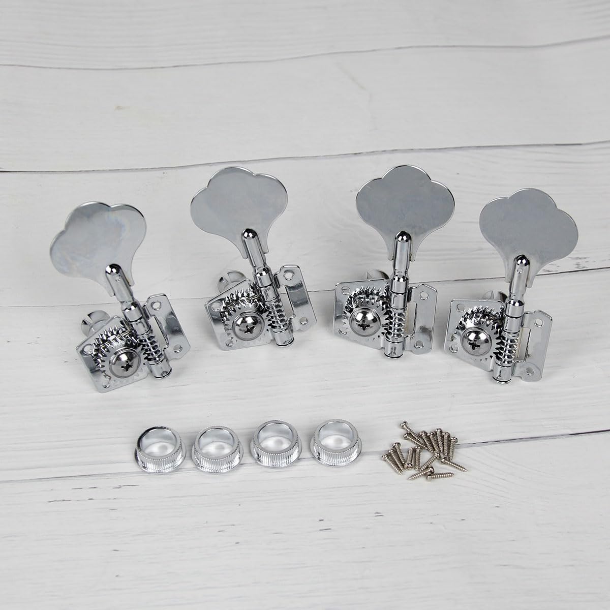 FLEOR Lot de 4 clés d'accordage vintage pour guitare basse PB JB pour gaucher 4 L Chromé