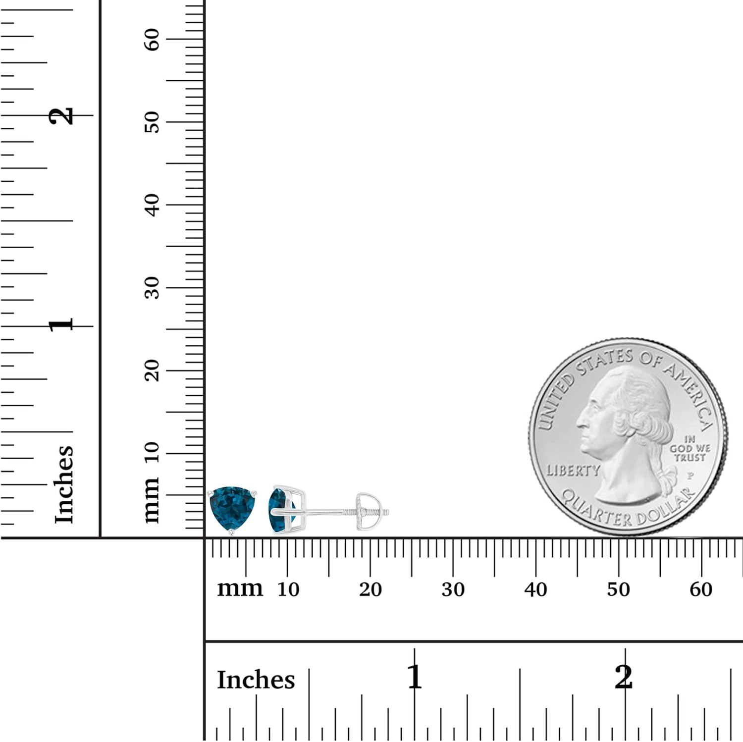 14K Gold Plated 925 Sterling Silver Hypoallergenic 6mm Triangle Trillion Cut Prong Set Genuine Birthstone Solitaire Screwback Stud Earrings