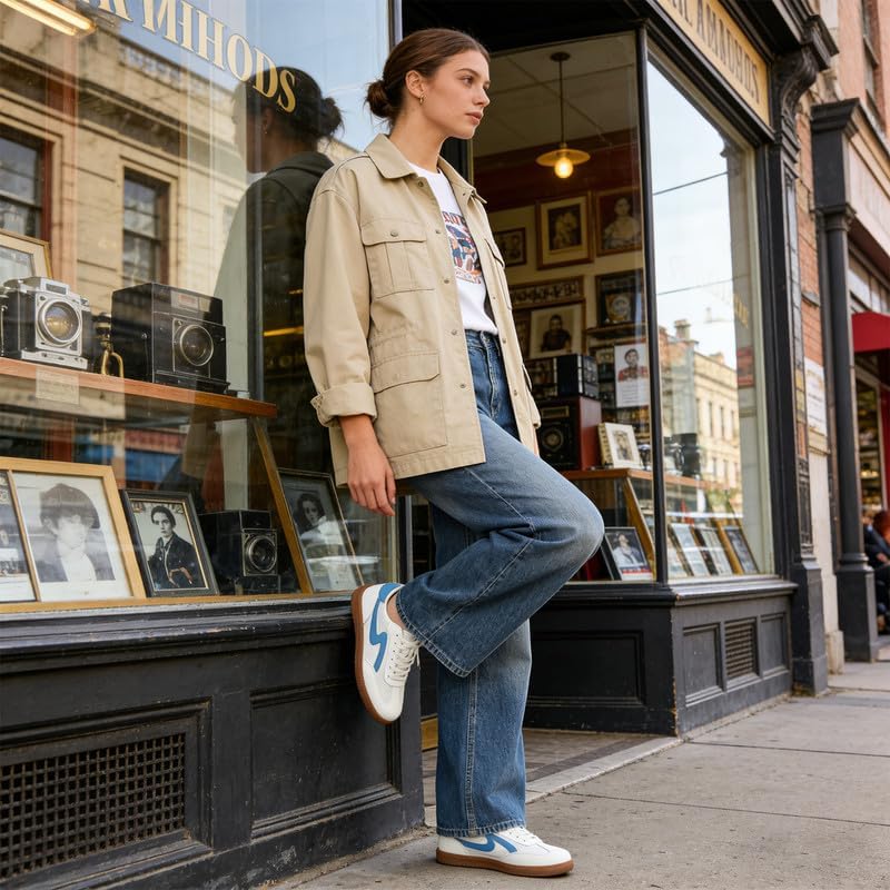 Etebella Sneakers for Women Retro Casual Sneakers Fashion Lightweight Walking Shoes with Removable Insole Non-Slip Spring Training Shoes Lace-Up Trendy Tennis Footwear