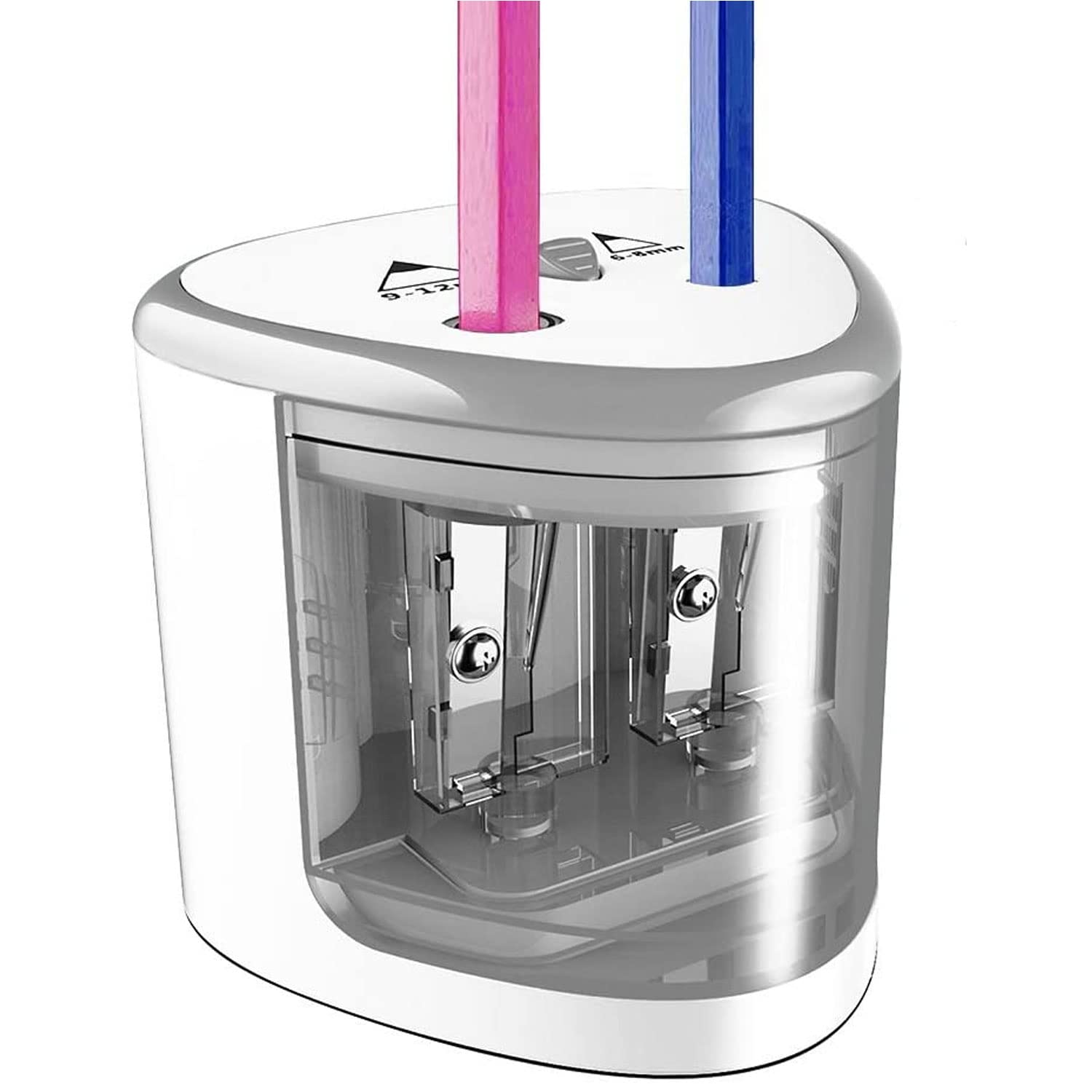 TERRIFIElectric Pencil Sharpener Auto-Stop Feature and Double Hole Modes, Suitable for Portable Pencil Sharpeners of 6-12mm Colored Pencils, Children Artist Adults Office School Home
